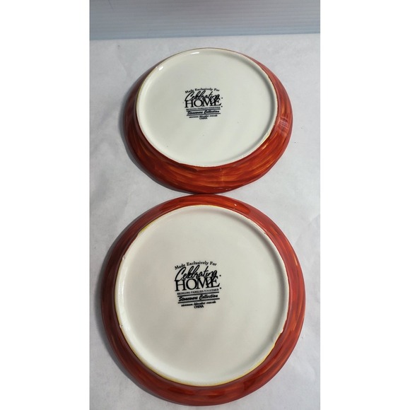 Celebrations Home Stoneware Pumpkin Collection Plates Set 2 Harvest Thanksgiving - Picture 3 of 5